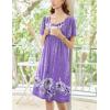 Ekouaer Women’s House Dress – Pleated Nightgown with Short Sleeves & Pockets(Purple Flower)