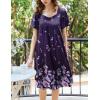 Ekouaer Women’s House Dress – Pleated Nightgown with Short Sleeves & Pockets(Purple Positioning Flower)