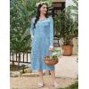Ekouaer Long Sleeve Nightgowns for Women Long Sleepshirts Button Night Gowns Sleepwear Full Length Sleep Dress with Pockets(Blue Flower)