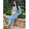 Ekouaer Long Sleeve Nightgowns for Women Long Sleepshirts Button Night Gowns Sleepwear Full Length Sleep Dress with Pockets(Blue Flower)