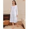 Ekouaer Long Sleeve Nightgowns for Women Long Sleepshirts Button Night Gowns Sleepwear Full Length Sleep Dress with Pockets(Purple Flower)