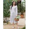 Ekouaer Long Sleeve Nightgowns for Women Long Sleepshirts Button Night Gowns Sleepwear Full Length Sleep Dress with Pockets(Purple Flower)