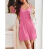 Ekouaer Nightgown for Women Sleeveless Sleepwear Sexy Sleep Dress Ribbed Knit Night Shirt Soft Chemise Nighties S-XXL(Rose Red)