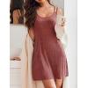 Ekouaer Nightgown for Women Sleeveless Sleepwear Sexy Sleep Dress Ribbed Knit Night Shirt Soft Chemise Nighties S-XXL(Wine Red)