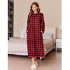 Ekouaer Robe for Women Zipper Loungewear Full Length Sleepwear With Pockets Housecoat Casual Straight Red Black Plaid, Small
