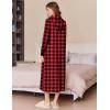 Ekouaer Robe for Women Zipper Loungewear Full Length Sleepwear With Pockets Housecoat Casual Straight Red Black Plaid, Small