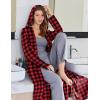 Ekouaer Robe for Women Zipper Loungewear Full Length Sleepwear With Pockets Housecoat Casual Straight Red Black Plaid, Small