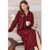 Ekouaer Robe for Women Zipper Loungewear Full Length Sleepwear With Pockets Housecoat Casual Straight Red Black Plaid, Small