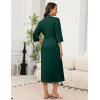 Ekouaer Robes for Women Long Knit Bathrobe Lightweight 3/4 Sleeves Kimono Robe Soft Sleepwear with Pockets(Deep Green, Large)