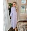 Ekouaer Women Zipper Robe 3/4 Sleeves Loungewear Dress Full Length Sleepwear Pockets Housecoat Nightgown Long Bathrobe(Style 1-pat23)