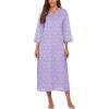 Ekouaer Women Zipper Robe 3/4 Sleeves Loungewear Dress Full Length Sleepwear Pockets Housecoat Nightgown Long Bathrobe(Style 1-pat23)
