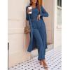 Ekouaer Women’s 3 Piece Knit Lounge Set Pajama Long Sleeve Cardigan Sleeveless Top Pants SweatsuitCadet BlueXX-Large