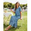 Ekouaer Women’s Full Length Short Sleeve Nightgown(Blue Ink Flower)