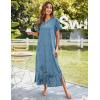 Ekouaer Women’s Full Length Short Sleeve Nightgown(Blue Ink Flower)