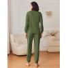 Ekouaer Womens Fuzzy Fleece Pajama Sets Long Sleeve Jogger Sets Comfy Sleepwear Loungewear with Pockets(Armygreen)