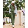 Ekouaer Womens Fuzzy Fleece Pajama Sets Long Sleeve Jogger Sets Comfy Sleepwear Loungewear with Pockets(Armygreen)