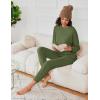 Ekouaer Womens Fuzzy Fleece Pajama Sets Long Sleeve Jogger Sets Comfy Sleepwear Loungewear with Pockets(Armygreen)