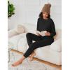 Ekouaer Womens Fuzzy Fleece Pajama Sets Long Sleeve Jogger Sets Comfy Sleepwear Loungewear with Pockets(Black)
