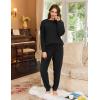 Ekouaer Womens Fuzzy Fleece Pajama Sets Long Sleeve Jogger Sets Comfy Sleepwear Loungewear with Pockets(Black)