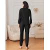 Ekouaer Womens Fuzzy Fleece Pajama Sets Long Sleeve Jogger Sets Comfy Sleepwear Loungewear with Pockets(Black)