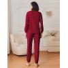 Ekouaer Womens Fuzzy Fleece Pajama Sets Long Sleeve Jogger Sets Comfy Sleepwear Loungewear with Pockets(Burgundy)