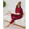 Ekouaer Womens Fuzzy Fleece Pajama Sets Long Sleeve Jogger Sets Comfy Sleepwear Loungewear with Pockets(Burgundy)