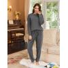 Ekouaer Womens Fuzzy Fleece Pajama Sets Long Sleeve Jogger Sets Comfy Sleepwear Loungewear with Pockets(Dark Gray)