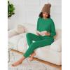 Ekouaer Womens Fuzzy Fleece Pajama Sets Long Sleeve Jogger Sets Comfy Sleepwear Loungewear with Pockets(Green)