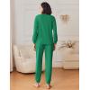 Ekouaer Womens Fuzzy Fleece Pajama Sets Long Sleeve Jogger Sets Comfy Sleepwear Loungewear with Pockets(Green)