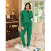 Ekouaer Womens Fuzzy Fleece Pajama Sets Long Sleeve Jogger Sets Comfy Sleepwear Loungewear with Pockets(Green)