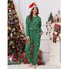 Ekouaer Womens Fuzzy Fleece Pajama Sets Long Sleeve Jogger Sets Comfy Sleepwear Loungewear with Pockets(Green Christmas Prints)