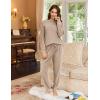 Ekouaer Womens Fuzzy Fleece Pajama Sets Long Sleeve Jogger Sets Comfy Sleepwear Loungewear with Pockets(Khaki)