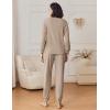 Ekouaer Womens Fuzzy Fleece Pajama Sets Long Sleeve Jogger Sets Comfy Sleepwear Loungewear with Pockets(Khaki)