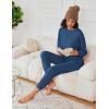 Ekouaer Womens Fuzzy Fleece Pajama Sets Long Sleeve Jogger Sets Comfy Sleepwear Loungewear with Pockets(Marine Blue)