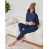 Ekouaer Womens Fuzzy Fleece Pajama Sets Long Sleeve Jogger Sets Comfy Sleepwear Loungewear with Pockets(Navy Blue)
