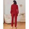 Ekouaer Womens Fuzzy Fleece Pajama Sets Long Sleeve Jogger Sets Comfy Sleepwear Loungewear with Pockets(Red)