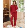 Ekouaer Womens Fuzzy Fleece Pajama Sets Long Sleeve Jogger Sets Comfy Sleepwear Loungewear with Pockets(Red)
