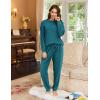 Ekouaer Womens Fuzzy Fleece Pajama Sets Long Sleeve Jogger Sets Comfy Sleepwear Loungewear with Pockets(Teal)