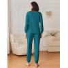 Ekouaer Womens Fuzzy Fleece Pajama Sets Long Sleeve Jogger Sets Comfy Sleepwear Loungewear with Pockets(Teal)