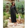 Ekouaer Womens Long Sleeve Nightgowns Long Sleep Shirts Henley Night Shirts Full Length Nightgown(Black)