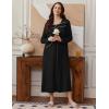 Ekouaer Womens Long Sleeve Nightgowns Long Sleep Shirts Henley Night Shirts Full Length Nightgown(Black)