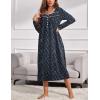 Ekouaer Womens Long Sleeve Nightgowns Long Sleep Shirts Henley Night Shirts Full Length Nightgown(Black and Green)