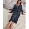 Ekouaer Womens Long Sleeve Nightgowns Long Sleep Shirts Henley Night Shirts Full Length Nightgown(Black and Green)
