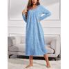 Ekouaer Womens Long Sleeve Nightgowns Long Sleep Shirts Henley Night Shirts Full Length Nightgown(Blue)