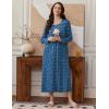 Ekouaer Womens Long Sleeve Nightgowns Long Sleep Shirts Henley Night Shirts Full Length Nightgown(Blue Dog Footprints)
