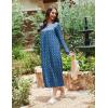 Ekouaer Womens Long Sleeve Nightgowns Long Sleep Shirts Henley Night Shirts Full Length Nightgown(Blue Dog Footprints)