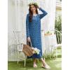 Ekouaer Womens Long Sleeve Nightgowns Long Sleep Shirts Henley Night Shirts Full Length Nightgown(Blue Dog Footprints)