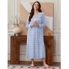 Ekouaer Womens Long Sleeve Nightgowns Long Sleep Shirts Henley Night Shirts Full Length Nightgown(Blue Floral)