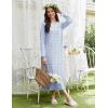 Ekouaer Womens Long Sleeve Nightgowns Long Sleep Shirts Henley Night Shirts Full Length Nightgown(Blue Floral)