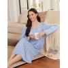 Ekouaer Womens Long Sleeve Nightgowns Long Sleep Shirts Henley Night Shirts Full Length Nightgown(Blue Floral)